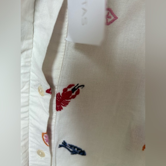 Viral Caroline Constas button up Embroidered icon collared crop top - Picture 4 of 5